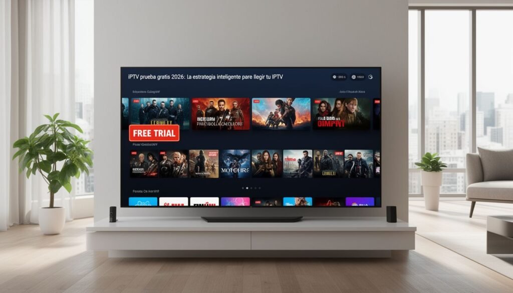 Captura de pantalla que muestra la interfaz de iptv prueba gratis con canales en alta definición