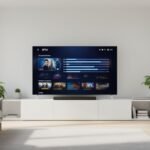 Pantalla de televisor mostrando una prueba iptv en progreso con interfaz de usuario clara